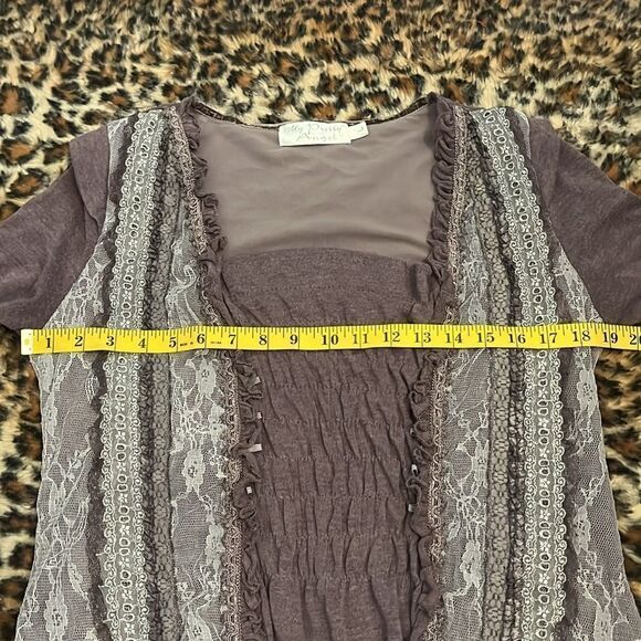My Pretty Angel Fairy Whimsical Feminine Purple Lace Detailed Boho Romantic Top - Picture 5 of 10